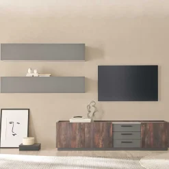 Wohnen Wohnwände<TV Kommode und Hängeschränke Set - Mundo (dreiteilig)