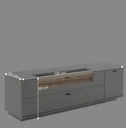 Wohnen Wohnwände<TV Lowboard & Vitrine & Wandboard Set - Apulco (dreiteilig)
