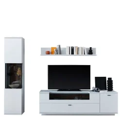 Wohnen Wohnwände<TV Lowboard & Vitrine & Wandboard Set - Apulco (dreiteilig)