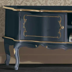 Wohnen Tv & Hifi-Möbel|Lowboards<TV Lowboard im Barockstil in Dunkelblau - Otaligo