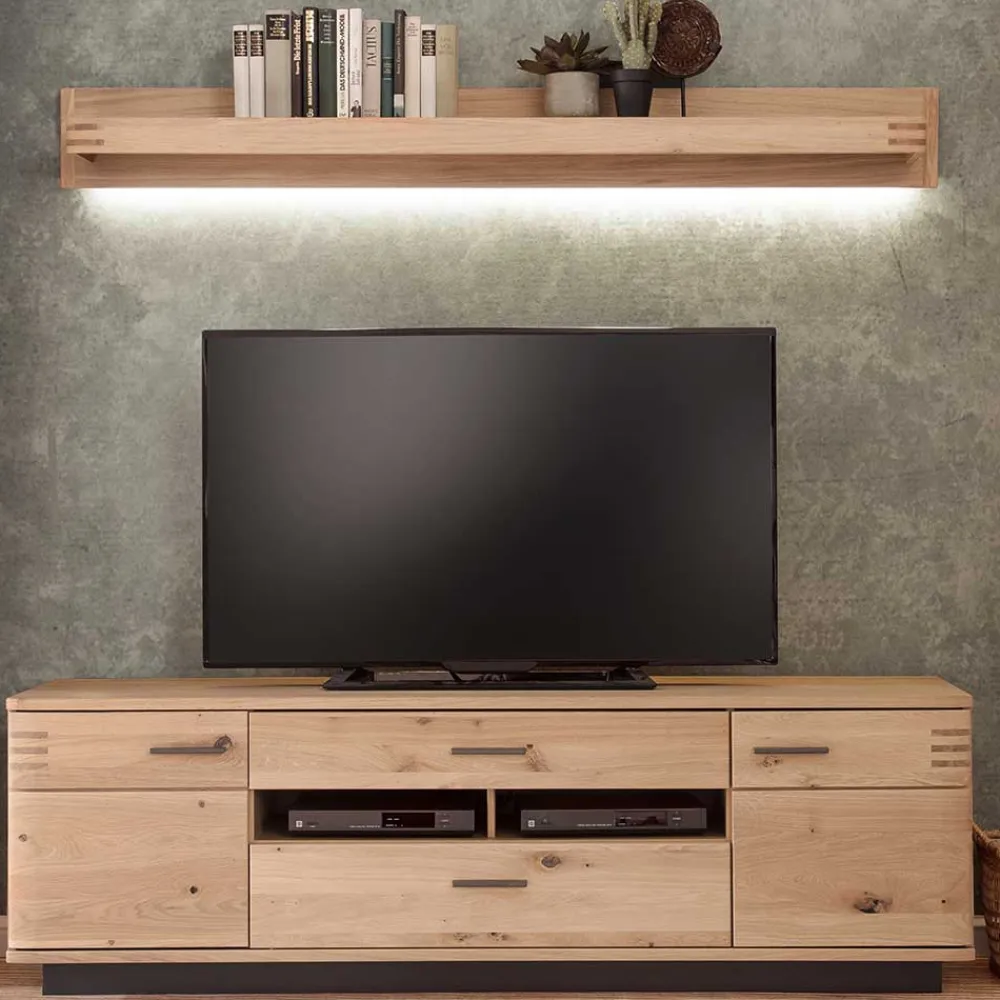 Wohnen Tv & Hifi-Möbel|Lowboards<TV Lowboard in Eiche Bianco & Anthrazit - Crupean I