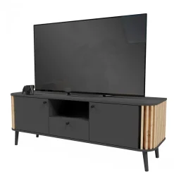 Wohnen Tv & Hifi-Möbel|Lowboards<TV Lowboard in Grau und Wildeiche - Penzanca