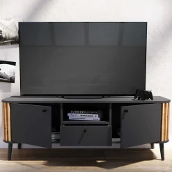 Wohnen Tv & Hifi-Möbel|Lowboards<TV Lowboard in Grau und Wildeiche - Penzanca