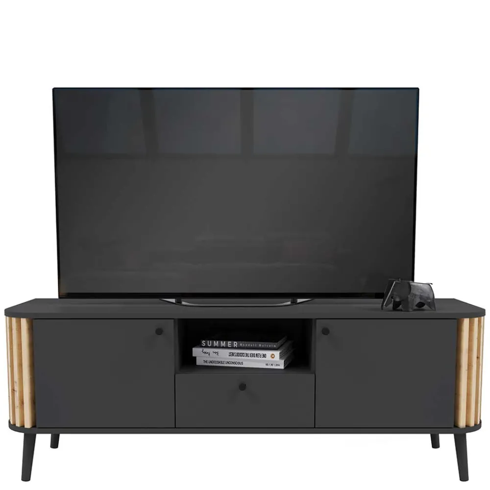 Wohnen Tv & Hifi-Möbel|Lowboards<TV Lowboard in Grau und Wildeiche - Penzanca