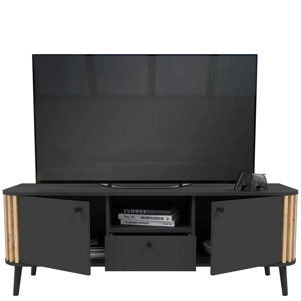 Wohnen Tv & Hifi-Möbel|Lowboards<TV Lowboard in Grau und Wildeiche - Penzanca