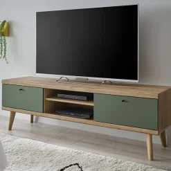 Wohnen Tv & Hifi-Möbel|Lowboards<TV Lowboard in Graugrün und Wildeiche - Oliva