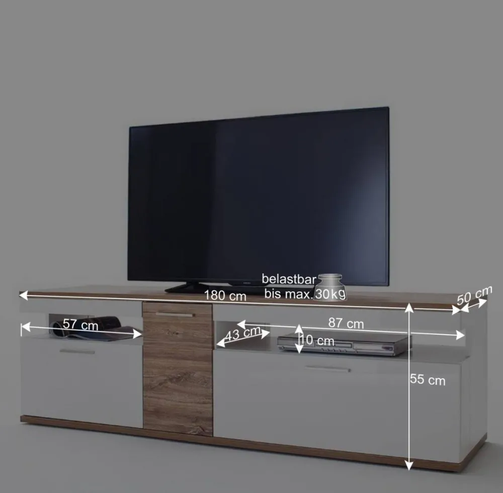 Wohnen Tv & Hifi-Möbel|Lowboards<TV Lowboard in Hochglanz Weiß - Icadro