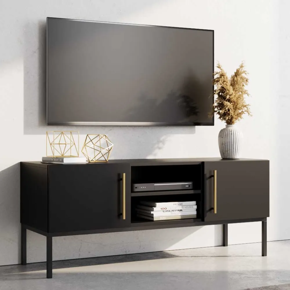 Wohnen Tv & Hifi-Möbel|Lowboards<TV Lowboard in Schwarz - Groot