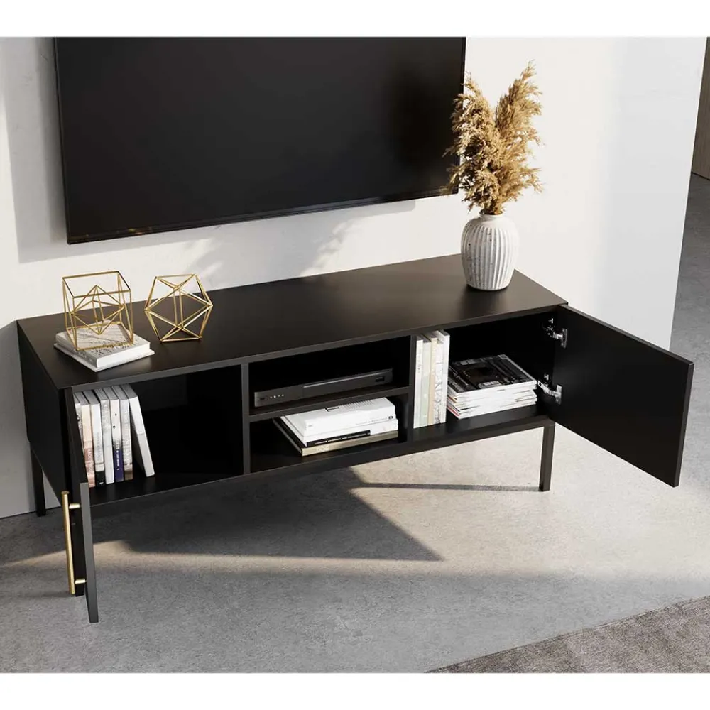 Wohnen Tv & Hifi-Möbel|Lowboards<TV Lowboard in Schwarz - Groot