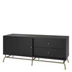 Wohnen Tv & Hifi-Möbel|Lowboards<TV Lowboard in Schwarz mit Gold - Prasery