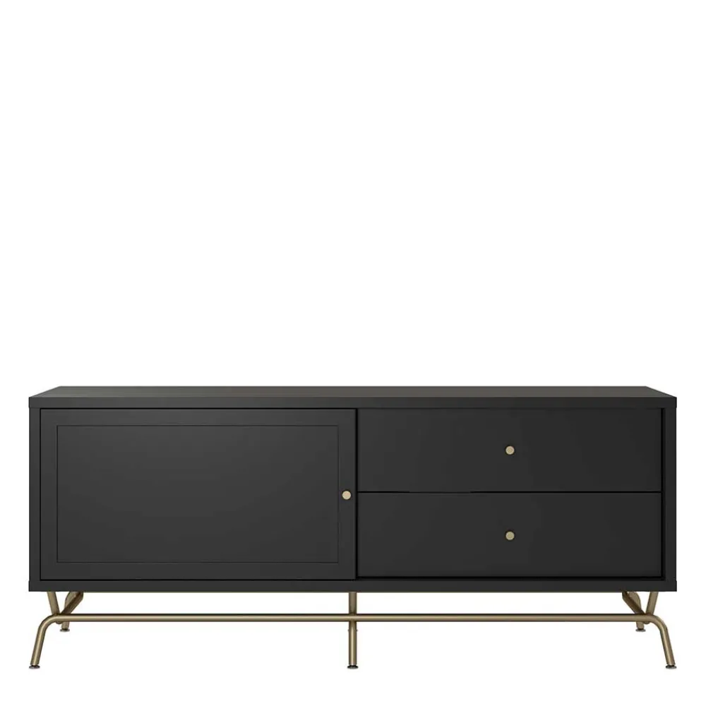 Wohnen Tv & Hifi-Möbel|Lowboards<TV Lowboard in Schwarz mit Gold - Prasery