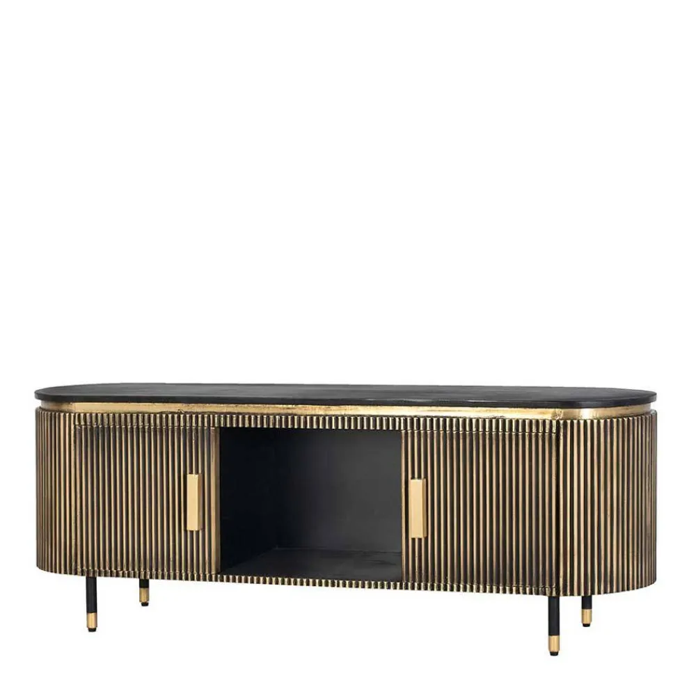 Wohnen Tv & Hifi-Möbel|Lowboards<TV Lowboard in Schwarz mit Bronze - Hayato