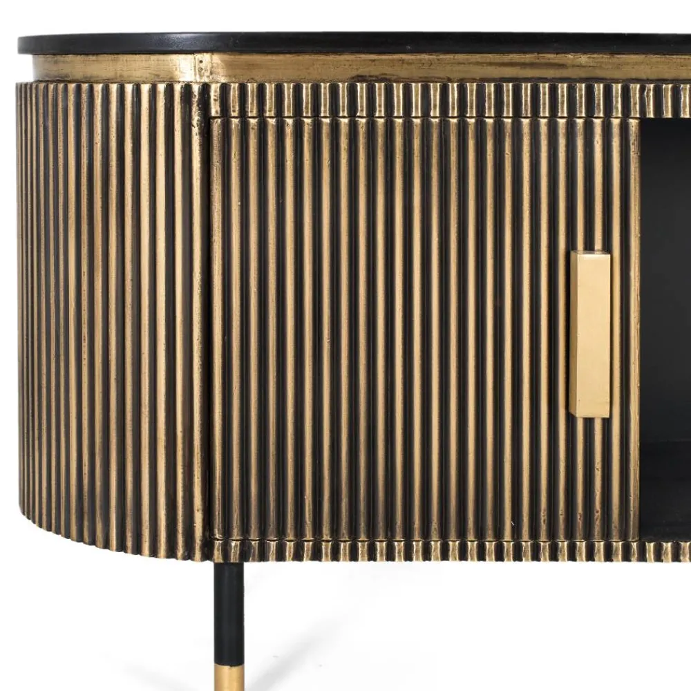 Wohnen Tv & Hifi-Möbel|Lowboards<TV Lowboard in Schwarz mit Bronze - Hayato