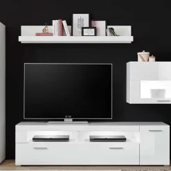 Wohnen Tv & Hifi-Möbel|Lowboards<TV Lowboard in Weiß hochglänzend - Timmona