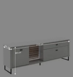 Wohnen Tv & Hifi-Möbel<TV Lowboard in Weiß mit Wildeiche - Varzino