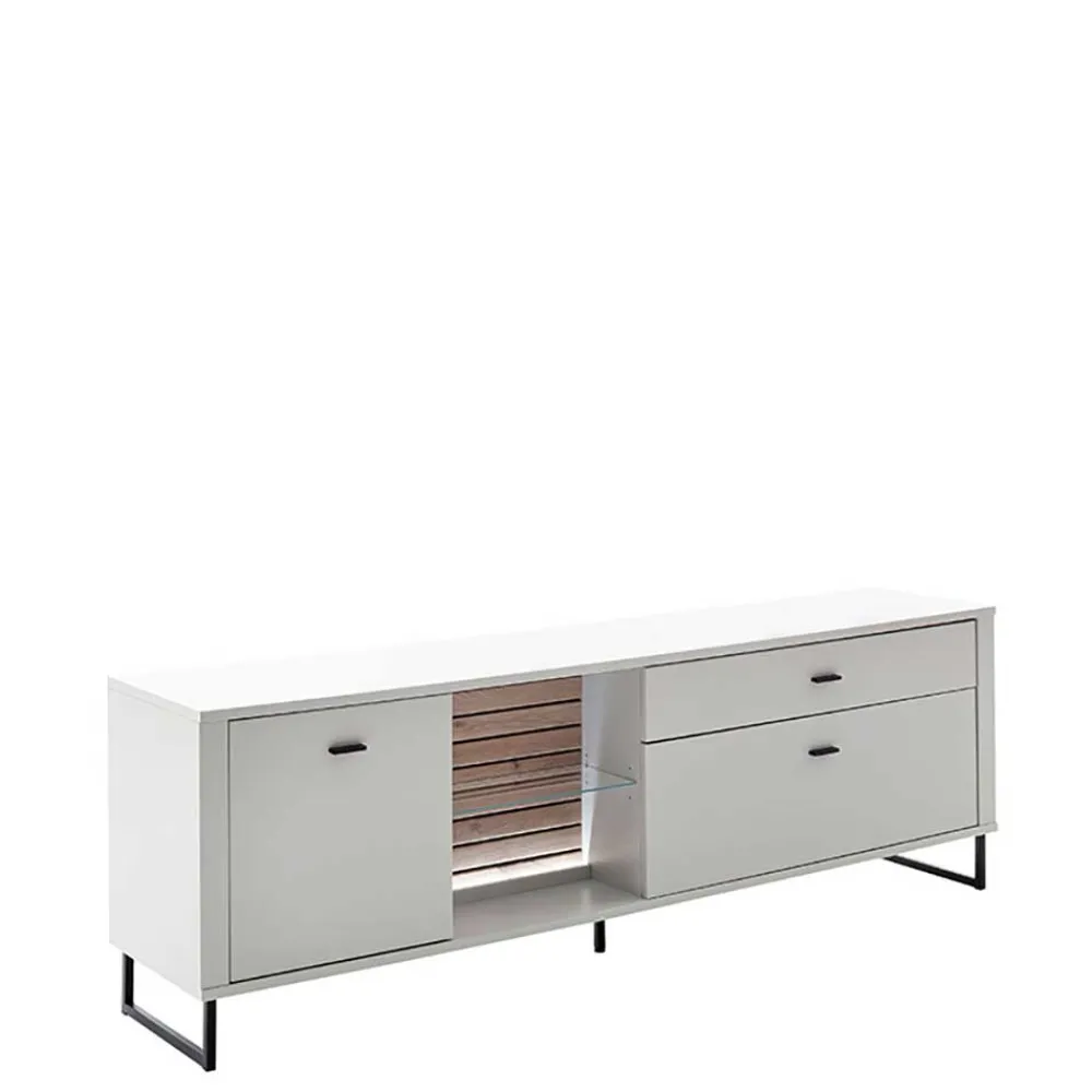 Wohnen Tv & Hifi-Möbel<TV Lowboard in Weiß mit Wildeiche - Varzino