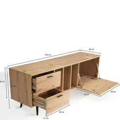 Wohnen Tv & Hifi-Möbel|Lowboards<TV Lowboard in Wildeiche Holzoptik - Ziris
