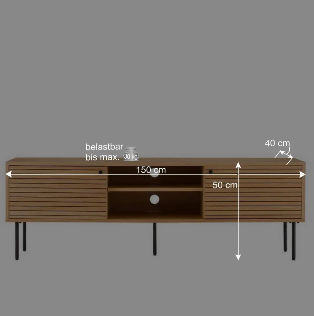 Wohnen Tv & Hifi-Möbel|Lowboards<TV Lowboard mit Eiche Furnier - Virona