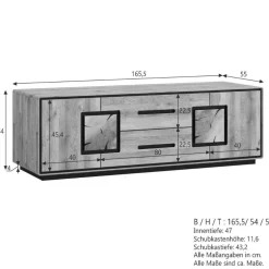 Wohnen Tv & Hifi-Möbel|Lowboards<TV Lowboard mit Hirnholz Applikationen - Shipper