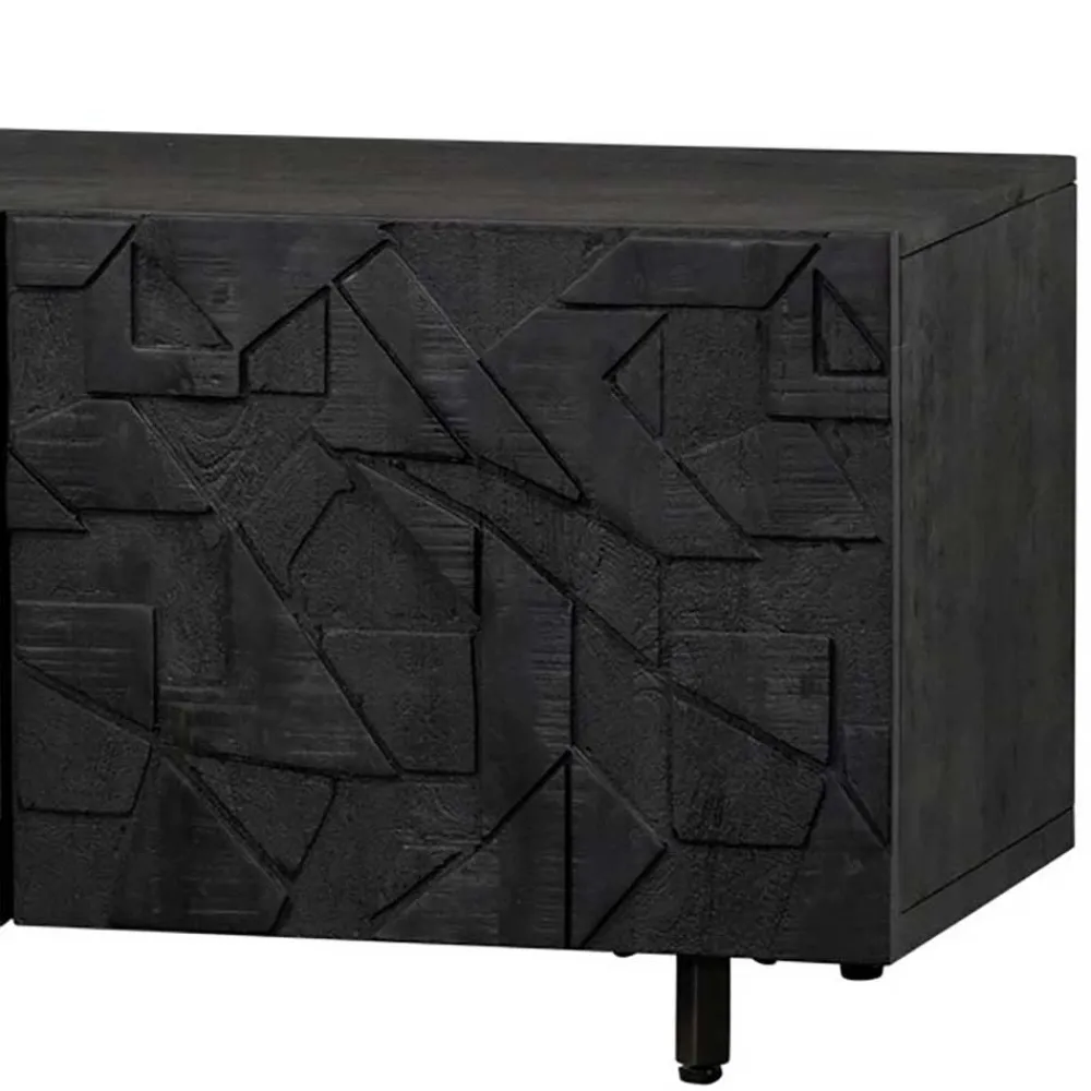Wohnen Tv & Hifi-Möbel|Lowboards<TV Lowboard mit Schnitzereien Front - Eiken