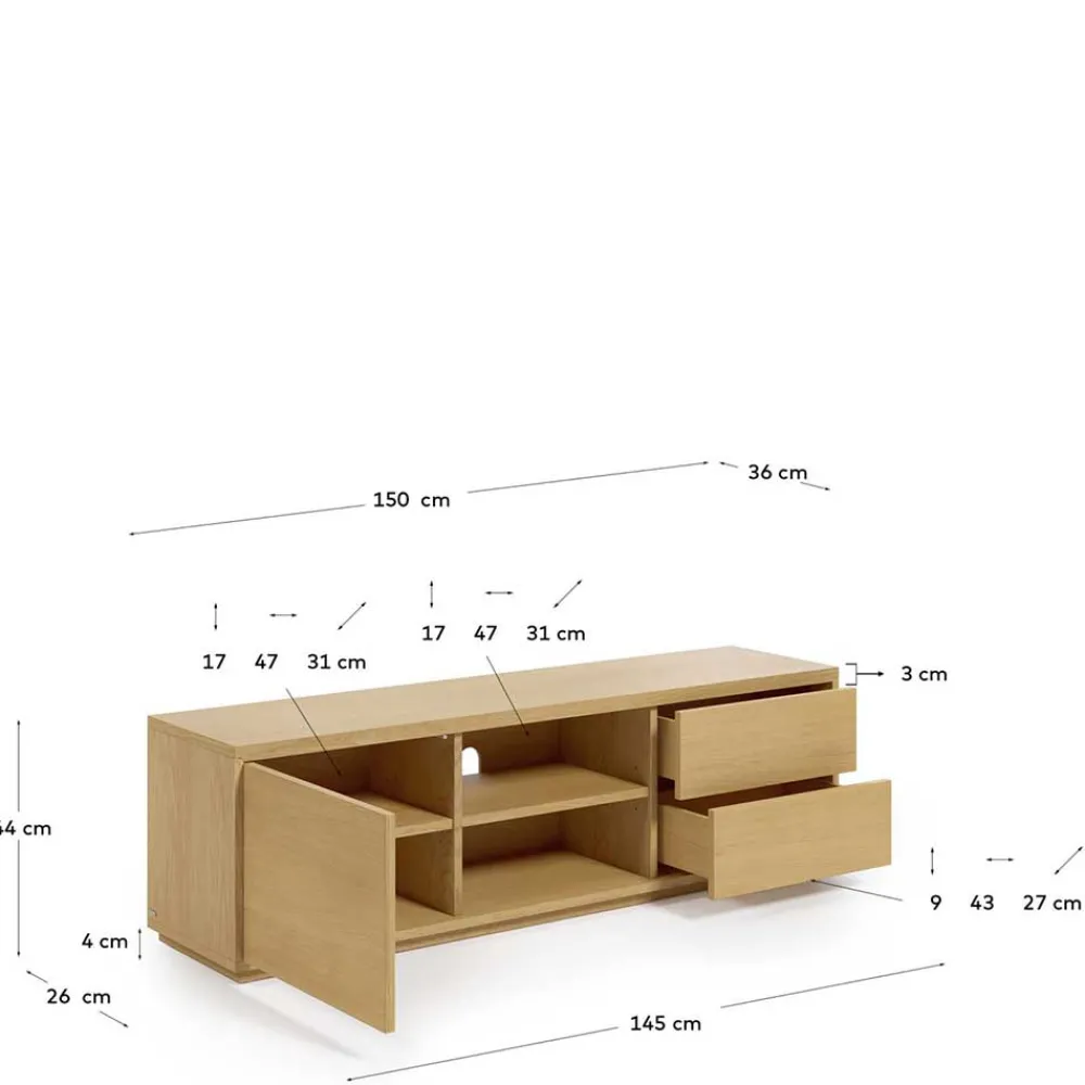 Wohnen Tv & Hifi-Möbel|Lowboards<TV Lowboard mit zwei Schubladen & Tür - Elastian