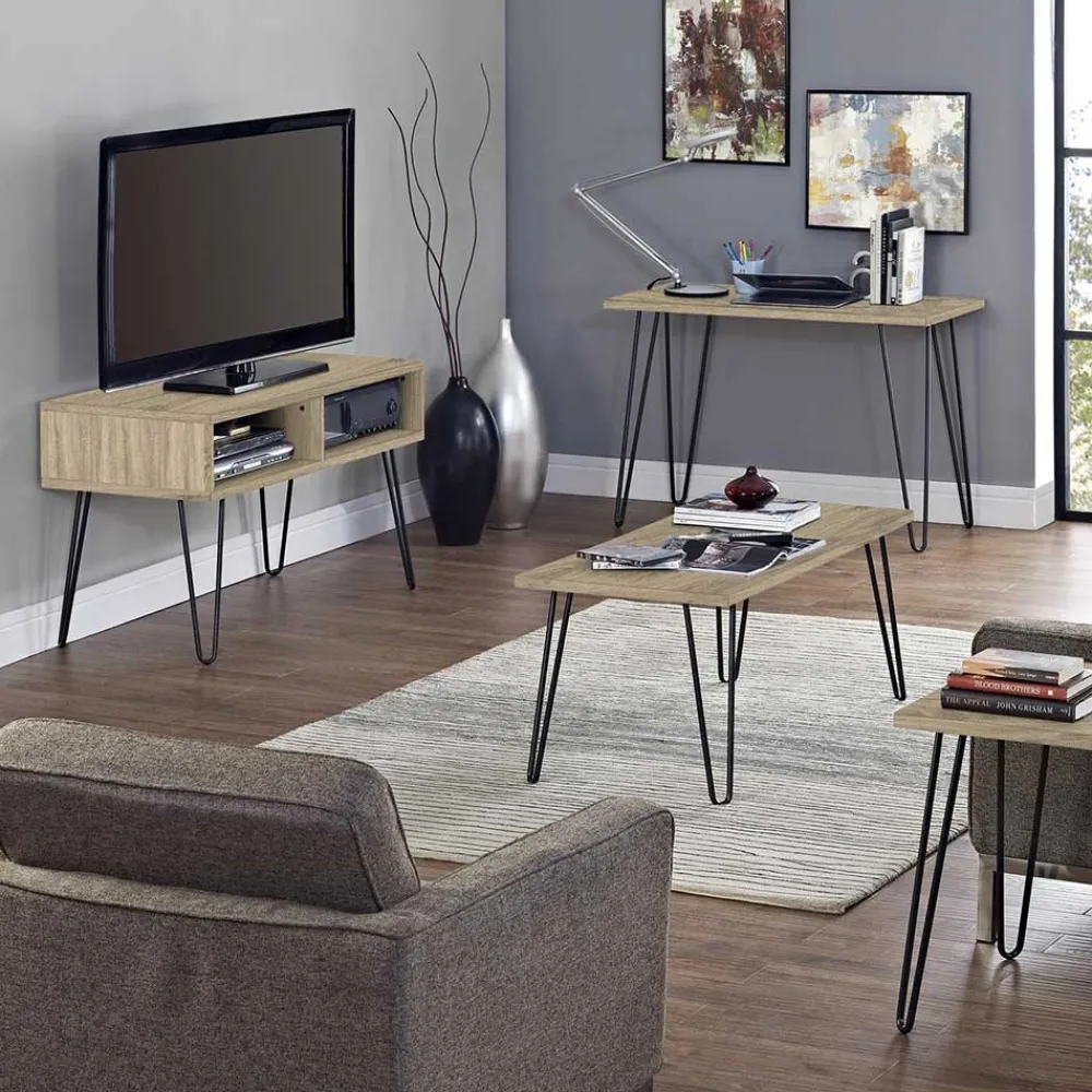 Wohnen Tv & Hifi-Möbel|Lowboards<TV Regal in Eiche Holzoptik & Schwarz - Esberg