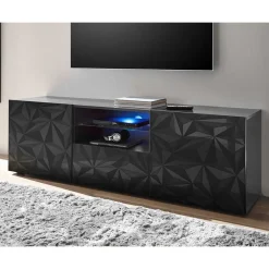 Wohnen Tv & Hifi-Möbel|Lowboards<TV Unterschrank in Anthrazit Hochglanz - Kuriasna
