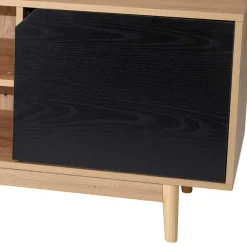 Wohnen Tv & Hifi-Möbel|Lowboards<TV Unterschrank in Dekor Eiche Natur und Schwarz - Heraklion