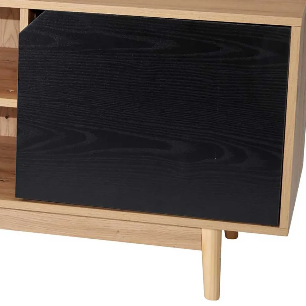 Wohnen Tv & Hifi-Möbel|Lowboards<TV Unterschrank in Dekor Eiche Natur und Schwarz - Heraklion