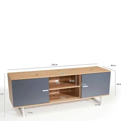 Wohnen Tv & Hifi-Möbel|Lowboards<TV Unterschrank in Eiche Optik mit Grau - Flurin