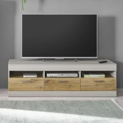 Wohnen Tv & Hifi-Möbel|Lowboards<TV Unterschrank in Hellgrau & Zinneiche NB - Lioscas
