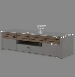 Wohnen Tv & Hifi-Möbel|Lowboards<TV Unterschrank in Lichtgrau mit Wildeiche - Ballina