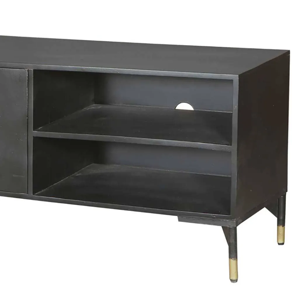 Wohnen Tv & Hifi-Möbel|Lowboards<TV Unterschrank in Schwarz mit Messing - Alkatar