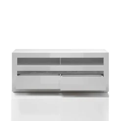 Wohnen Wohnwände<TV Wand in Weiß Hochglanz Mextra mit Dekor Beton Optik (vierteilig)