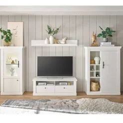 Wohnen Wohnwände<TV Wohnwand in weißer Holzoptik Pinie - Liancos (vierteilig)