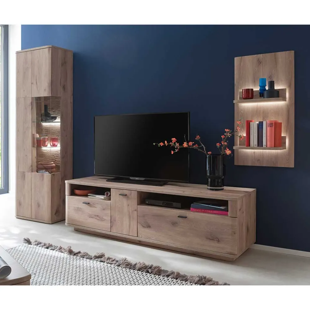 Wohnen Wohnwände<TV Wohnwand Kombination Set - Comrinaca (dreiteilig)