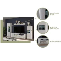 Wohnen Wohnwände<TV Wohnwand Möbel mit LED Set - Gomata (vierteilig)
