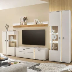 Wohnen Wohnwände<TV Wohnwand Möbelkombi mit LED - Racelyn (vierteilig)