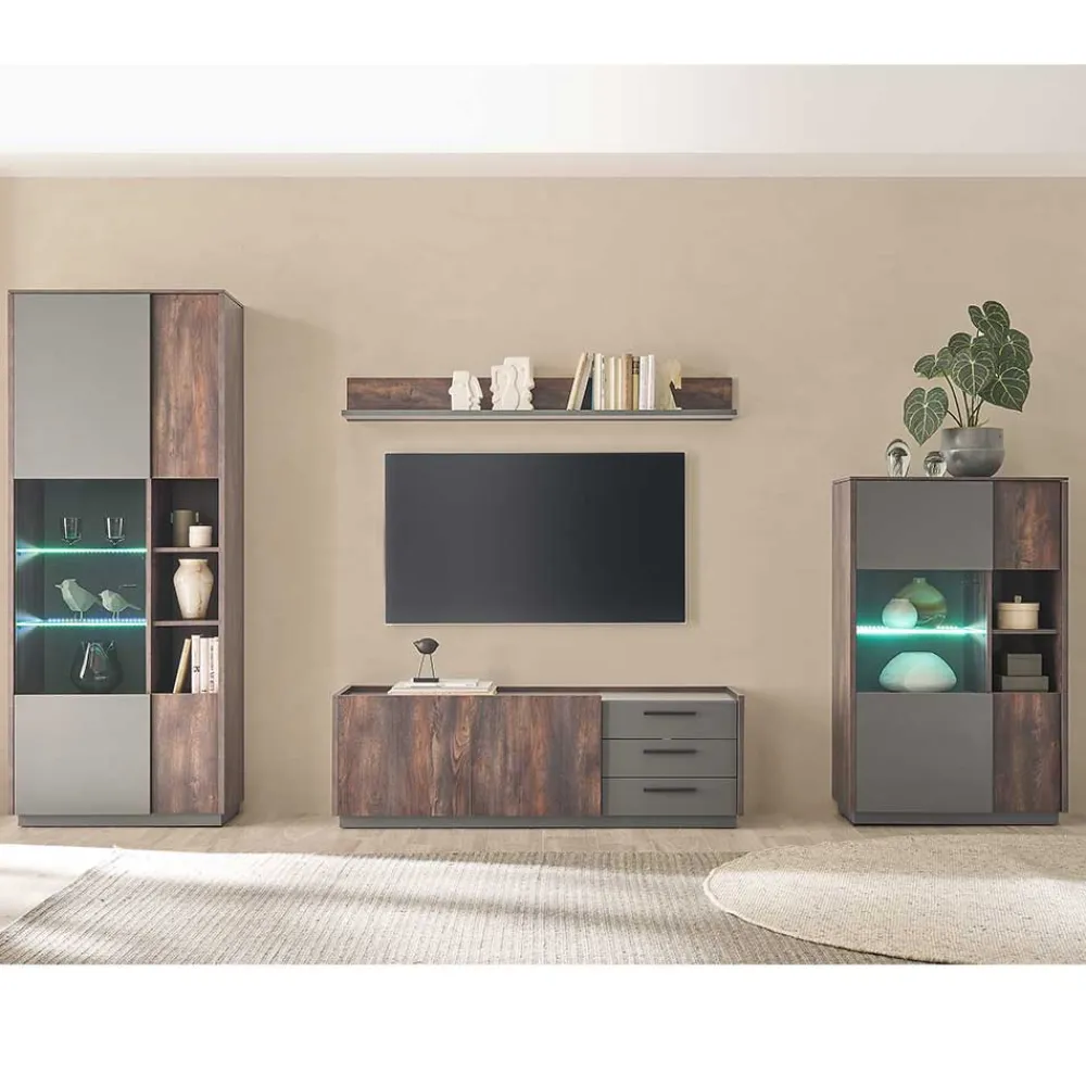 Wohnen Wohnwände<TV Wohwand Kombination modern - Mundo (vierteilig)
