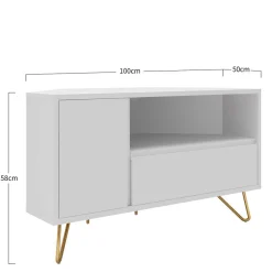 Wohnen Tv & Hifi-Möbel|Lowboards<TV-Board für die Ecke in Weiß & Gold - Patinca