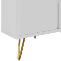 Wohnen Tv & Hifi-Möbel|Lowboards<TV-Board für die Ecke in Weiß & Gold - Patinca