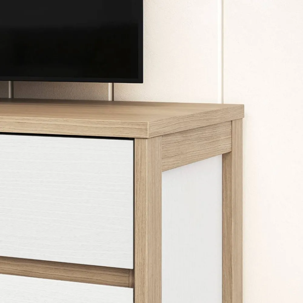 Wohnen Tv & Hifi-Möbel|Lowboards<TV-Board in Weiß und Eiche Dekor - Ovidio