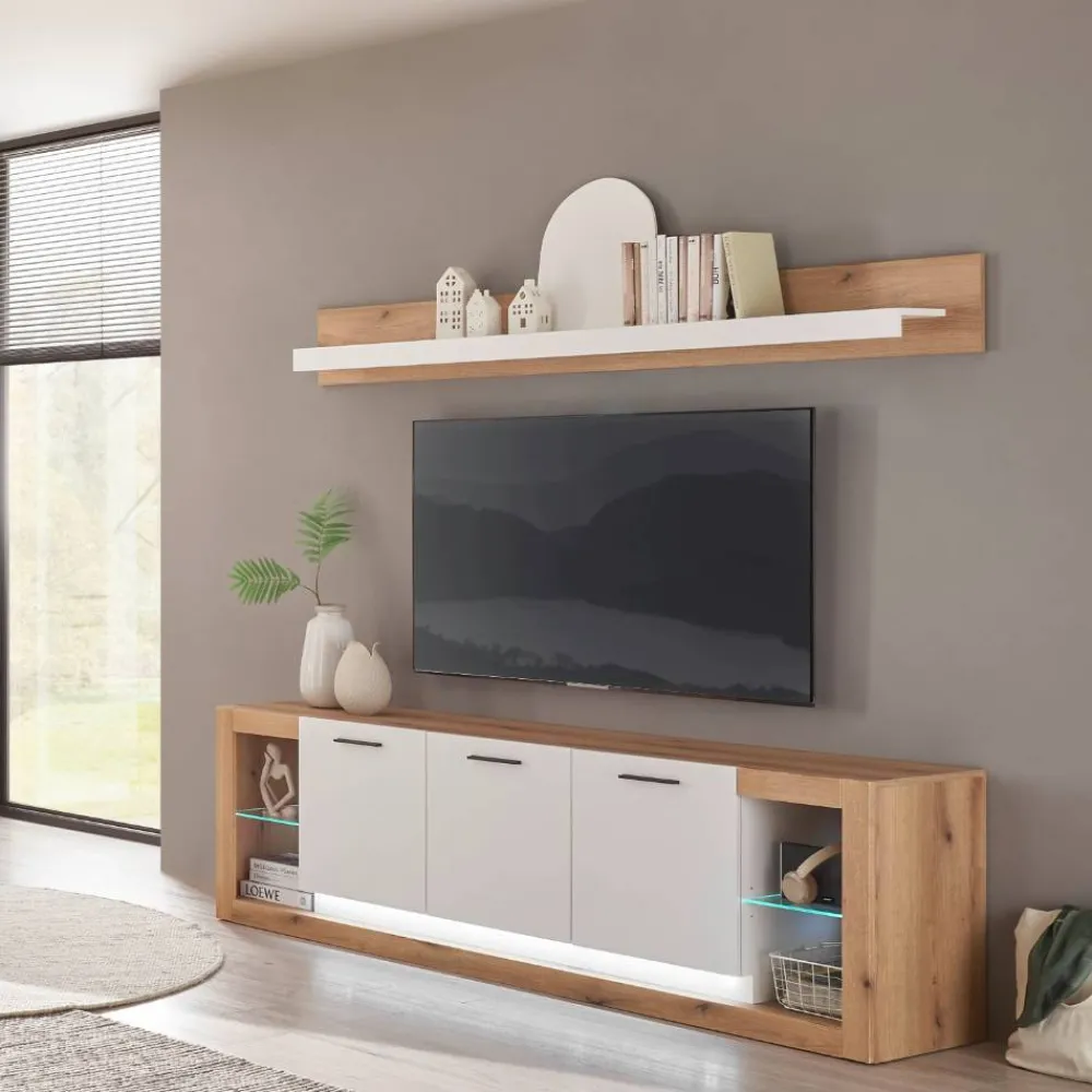 Wohnen Wohnwände<TV-Lowboard & Wandboard Set - Adejano (zweiteilig)