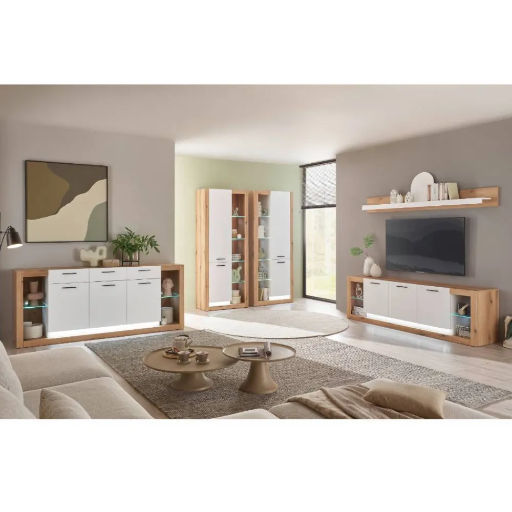 Wohnen Wohnwände<TV-Lowboard & Wandboard Set - Adejano (zweiteilig)