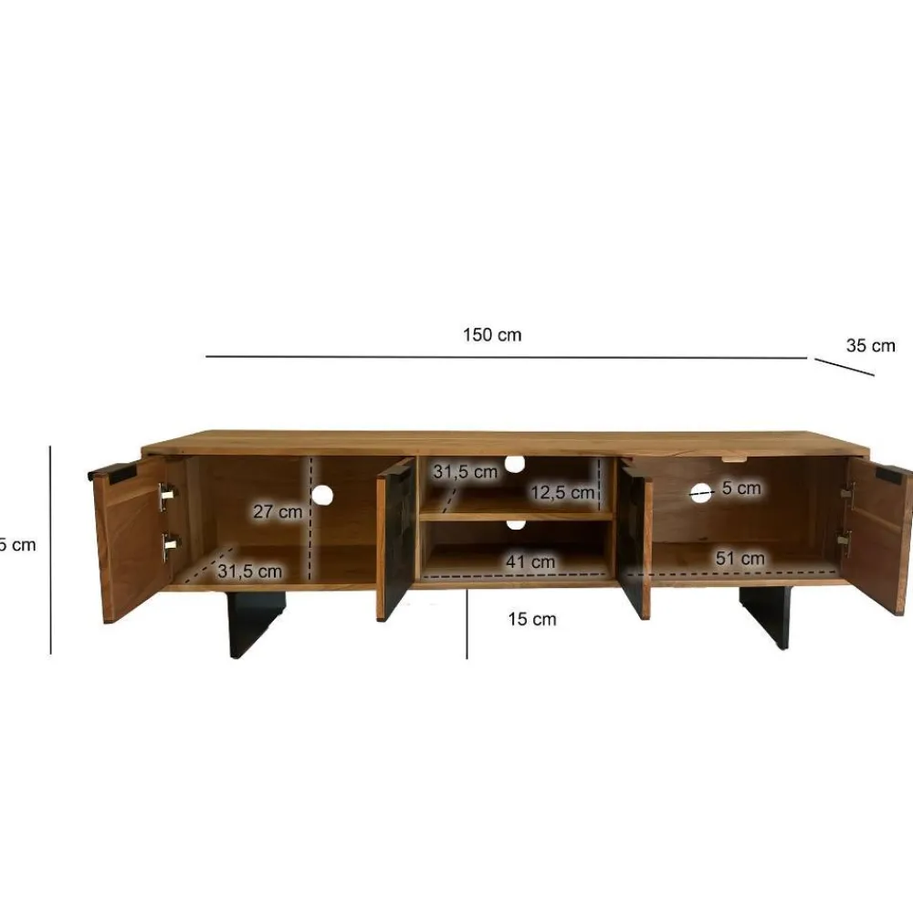 Wohnen Tv & Hifi-Möbel|Lowboards<TV-Lowboard aus Akazie Massivholz - Milo