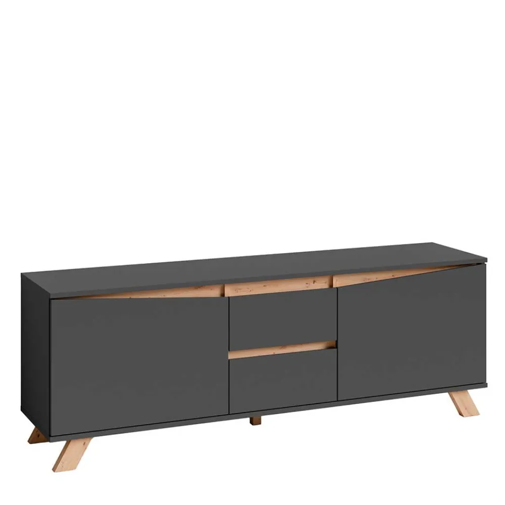 Wohnen Tv & Hifi-Möbel|Lowboards<TV-Lowboard in Anthrazit mit Wildeiche - Operatiu