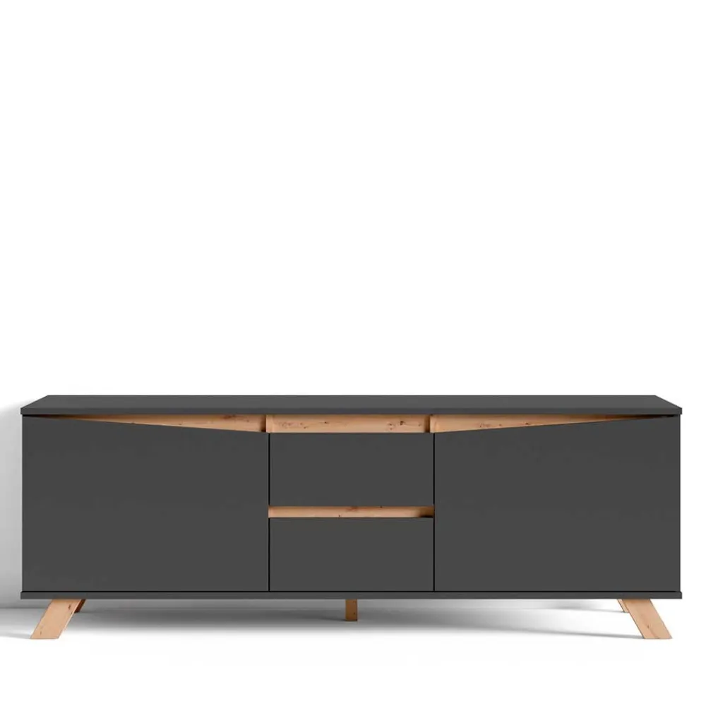Wohnen Tv & Hifi-Möbel|Lowboards<TV-Lowboard in Anthrazit mit Wildeiche - Operatiu