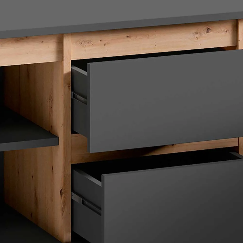 Wohnen Tv & Hifi-Möbel|Lowboards<TV-Lowboard in Anthrazit mit Wildeiche - Operatiu