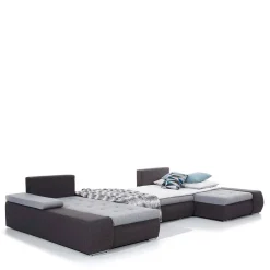 Wohnen Sofas<U-Design Wohnlandschaft in Dunkelgrau und Weiß - Alfonosso