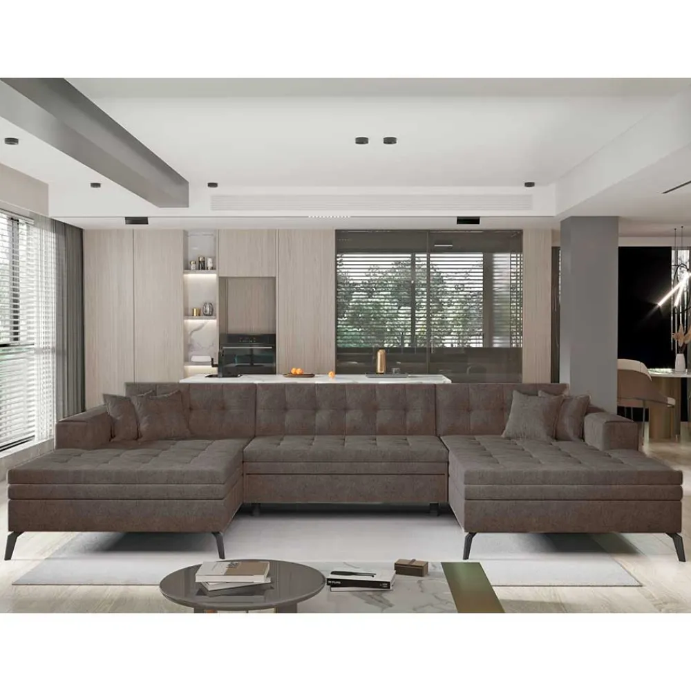 Wohnen Sofas<U-Design Wohnlandschaft mit Schlaffunktion - Klevani